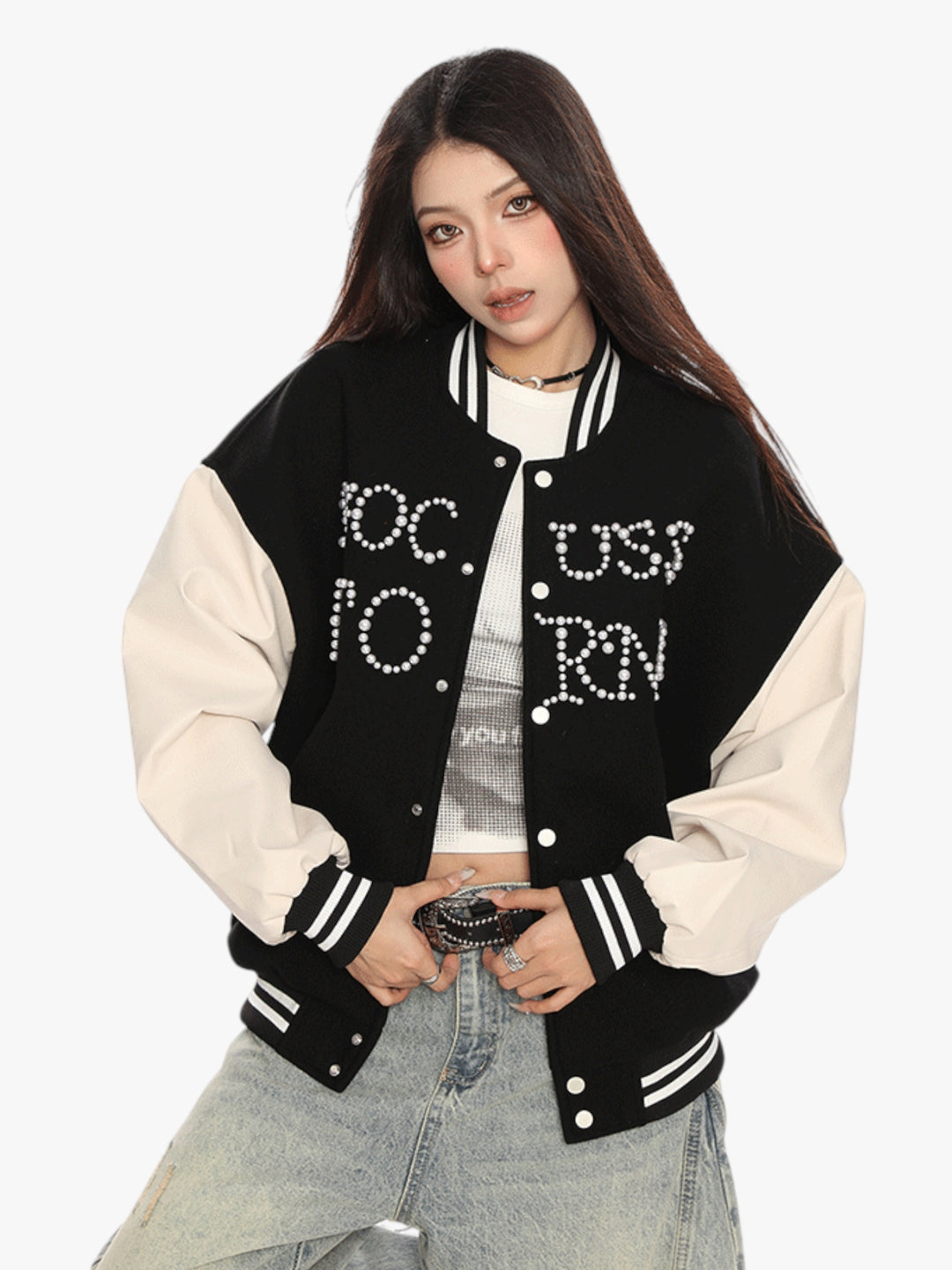 GKIKZ FOCUSSTORM OVERSIZED VARSITY JACKET
