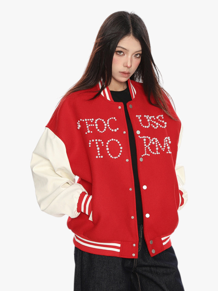 GKIKZ FOCUSSTORM OVERSIZED VARSITY JACKET