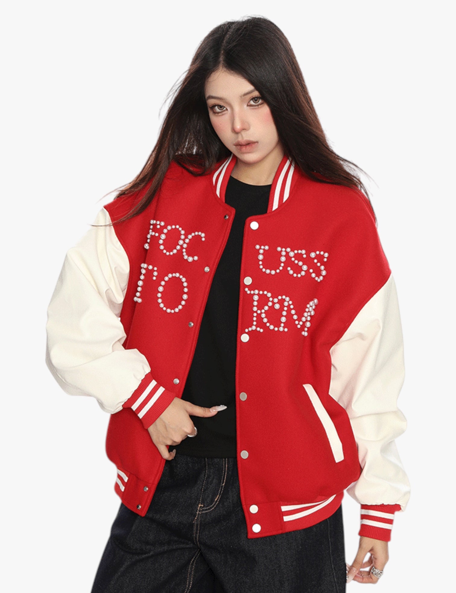 [25SS NEW ARRIVAL] GKIKZ FOCUSSTORM OVERSIZED VARSITY JACKET