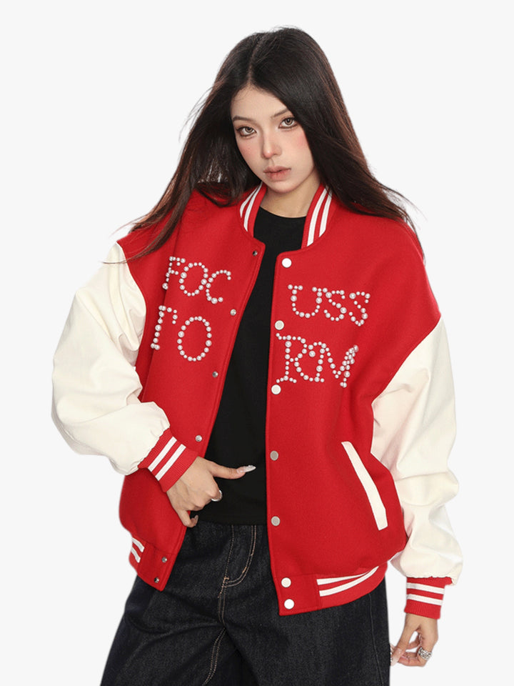 GKIKZ FOCUSSTORM OVERSIZED VARSITY JACKET