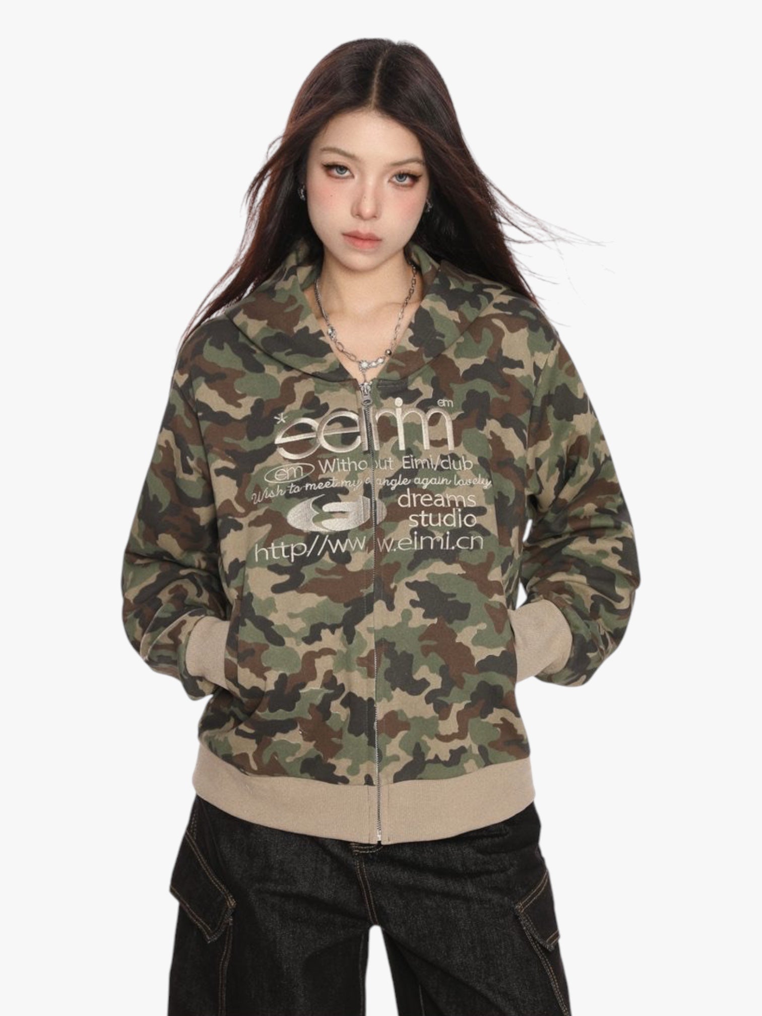 [25SS NEW ARRIVAL] GKIKZ RUGGED MILITARY CAMO HOODED ZIPPER
