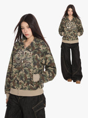 [25SS NEW ARRIVAL] GKIKZ RUGGED MILITARY CAMO HOODED ZIPPER