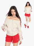 Diagonal Collar Zip-Up Sweatshirt