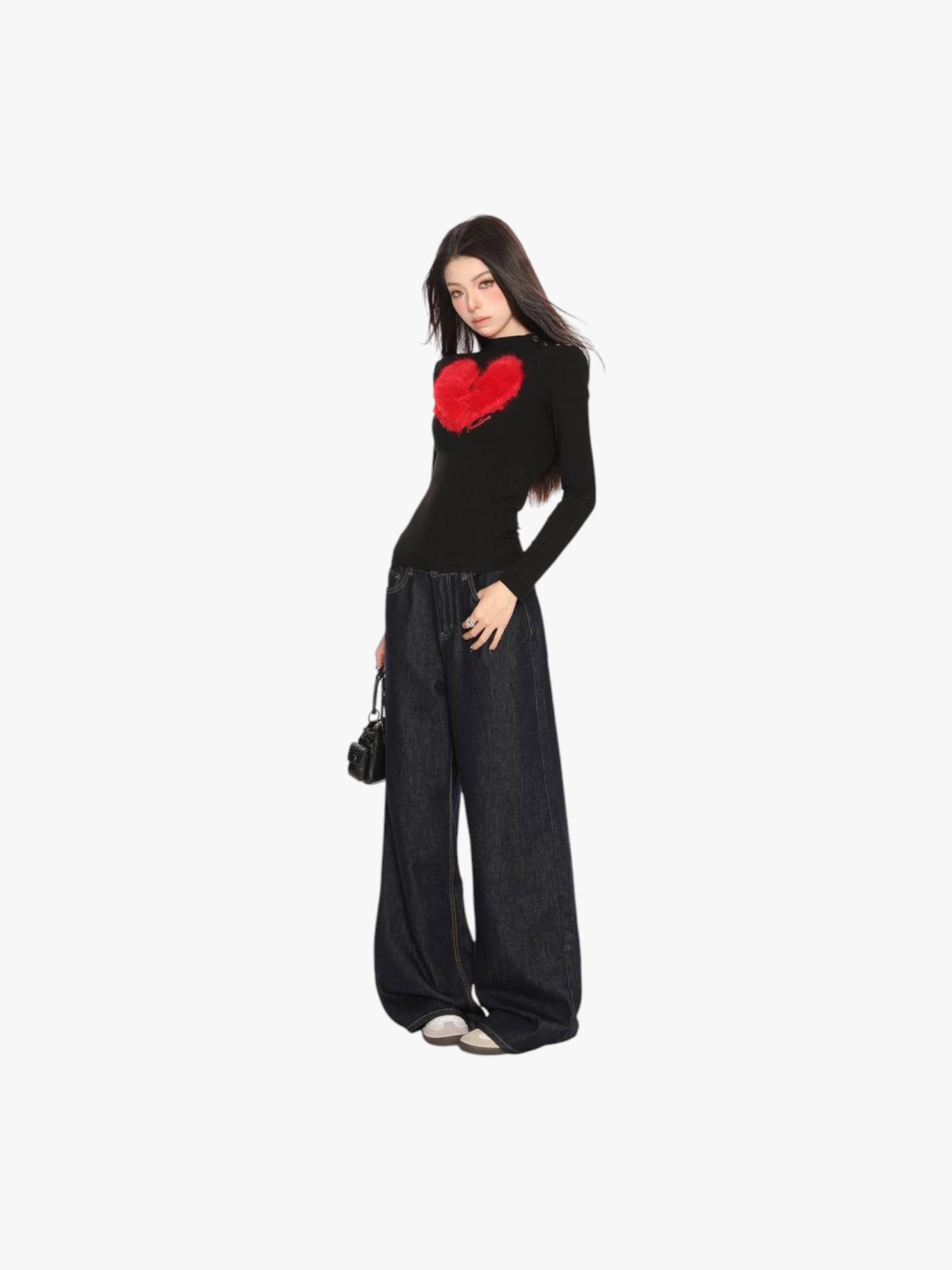 [25SS RESTOCKS] GKIKZ BROKEN HEART FAUX FUR LONG-SLEEVE TOP