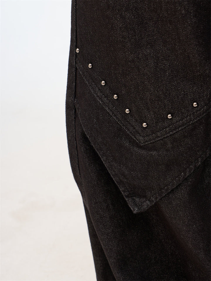 GKIKZ STUDDED SILHOUETTE BAGGY WIDE-LEG DENIM