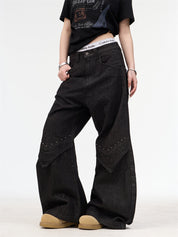 GKIKZ STUDDED SILHOUETTE BAAGY WIDE-LEG DENIM