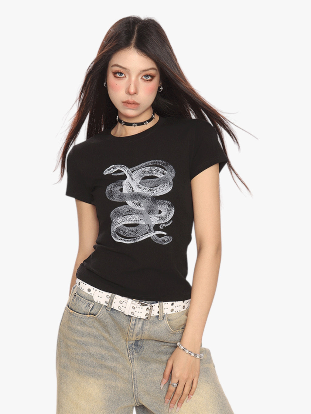 GKIKZ SERPANT GRAPHIC BREATHABLE SHORT-SLEEVE TEES