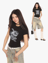 GKIKZ SERPANT GRAPHIC BREATHABLE SHORT-SLEEVE TEES