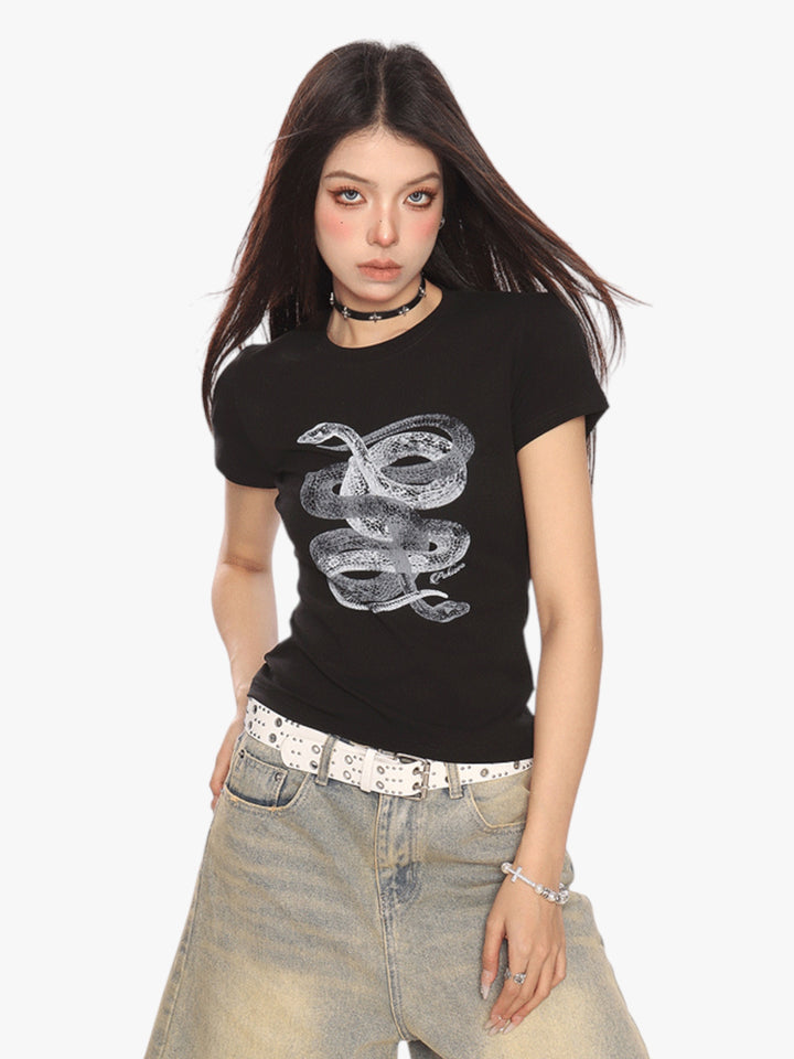 GKIKZ SERPANT GRAPHIC BREATHABLE SHORT-SLEEVE TEES