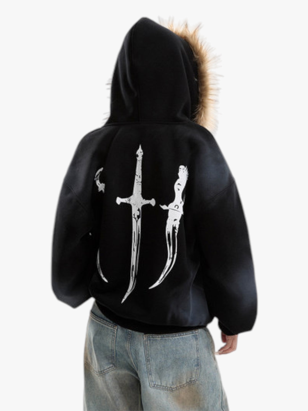 GKIKZ GOTHIC FUR-LINED HOODED ZIPUP