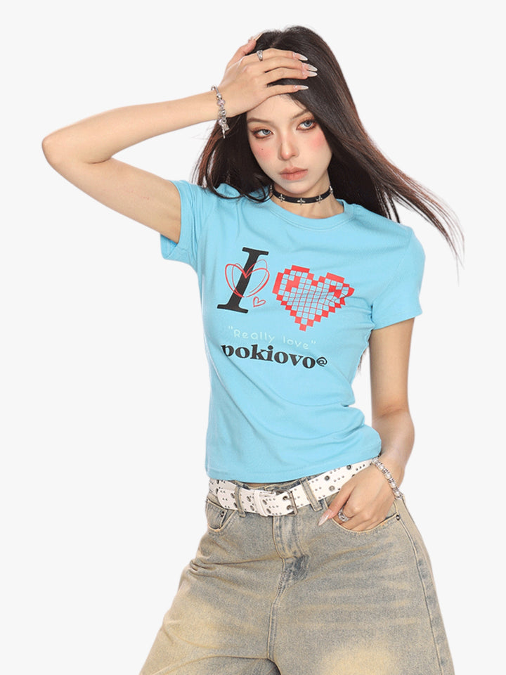 GKIKZ PIXEL HEART BREATHABLE SHORT-SLEEVE TEES