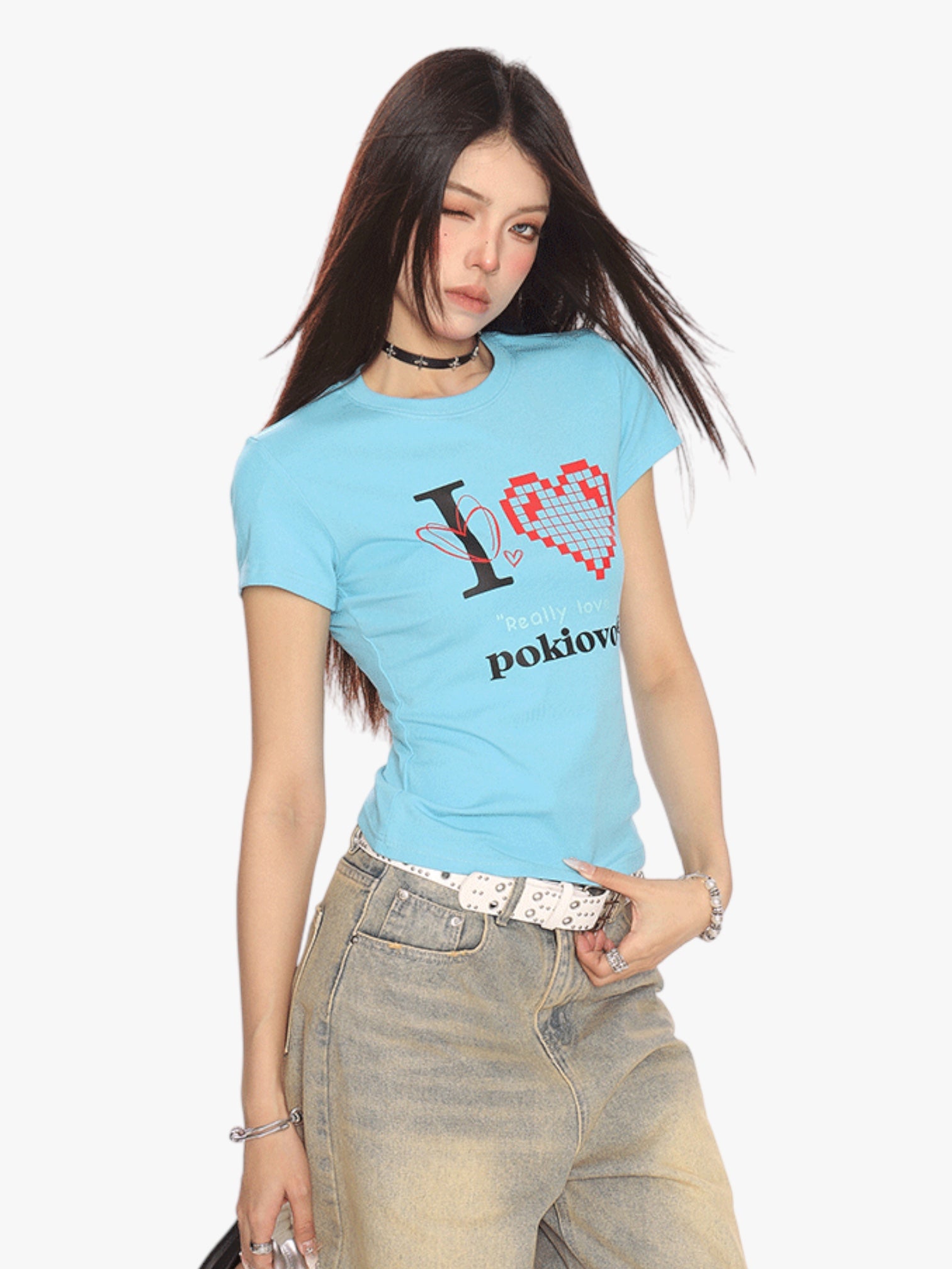 [25SS NEW ARRIVAL] GKIKZ PIXEL HEART BREATHABLE SHORT-SLEEVE TEES