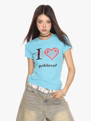 [25SS NEW ARRIVAL] GKIKZ PIXEL HEART BREATHABLE SHORT-SLEEVE TEES