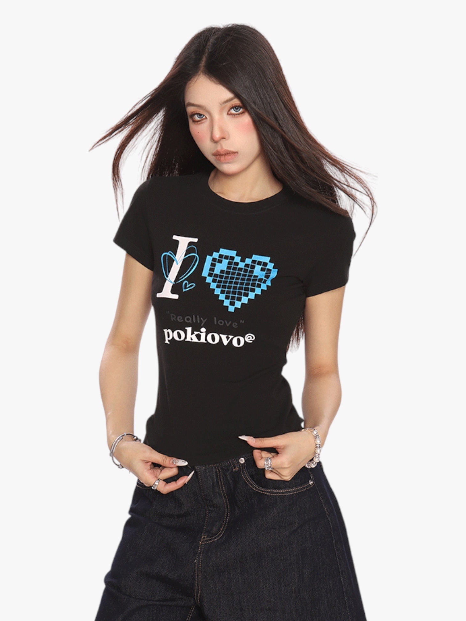 [25SS NEW ARRIVAL] GKIKZ PIXEL HEART BREATHABLE SHORT-SLEEVE TEES