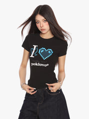 [25SS NEW ARRIVAL] GKIKZ PIXEL HEART BREATHABLE SHORT-SLEEVE TEES