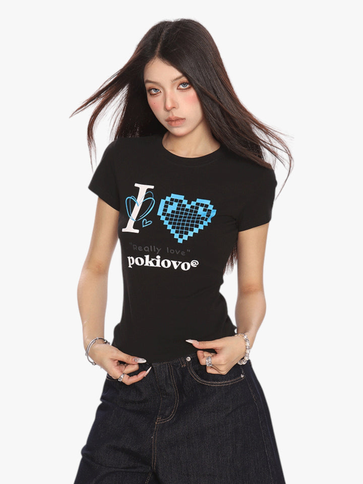 GKIKZ PIXEL HEART BREATHABLE SHORT-SLEEVE TEES