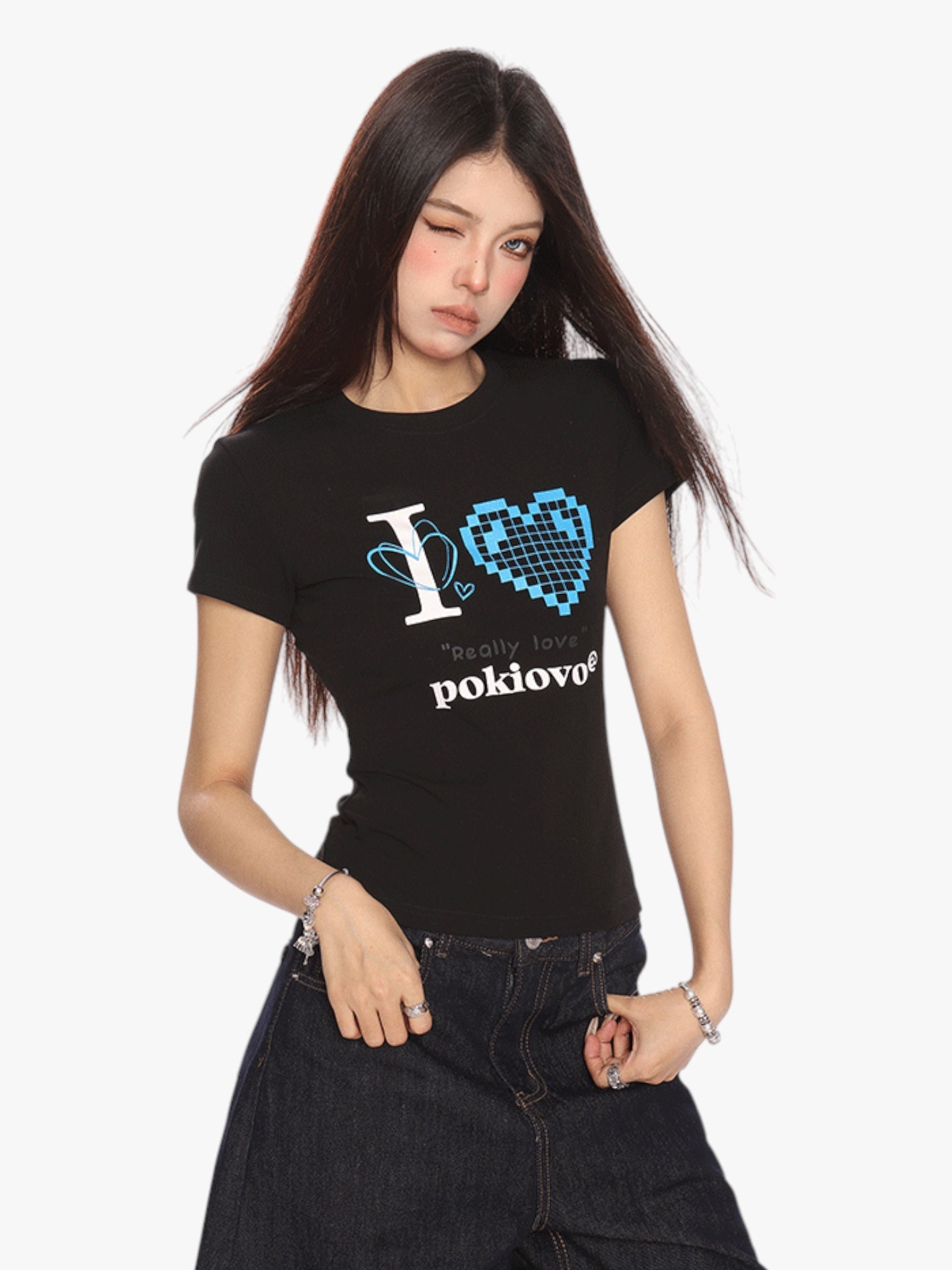 [25SS NEW ARRIVAL] GKIKZ PIXEL HEART BREATHABLE SHORT-SLEEVE TEES
