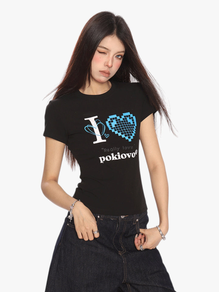 GKIKZ PIXEL HEART BREATHABLE SHORT-SLEEVE TEES