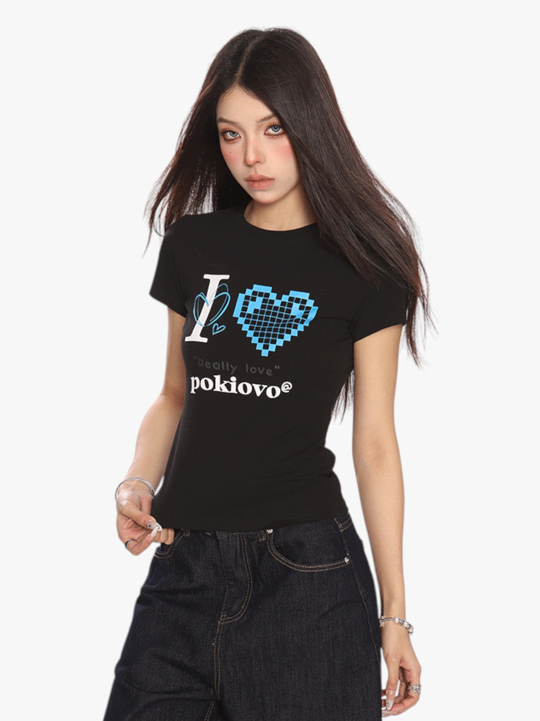 GKIKZ PIXEL HEART BREATHABLE SHORT-SLEEVE TEES