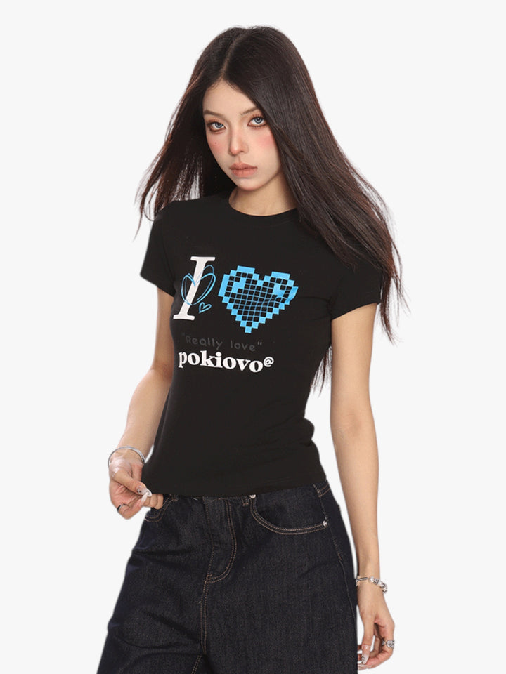 GKIKZ PIXEL HEART BREATHABLE SHORT-SLEEVE TEES