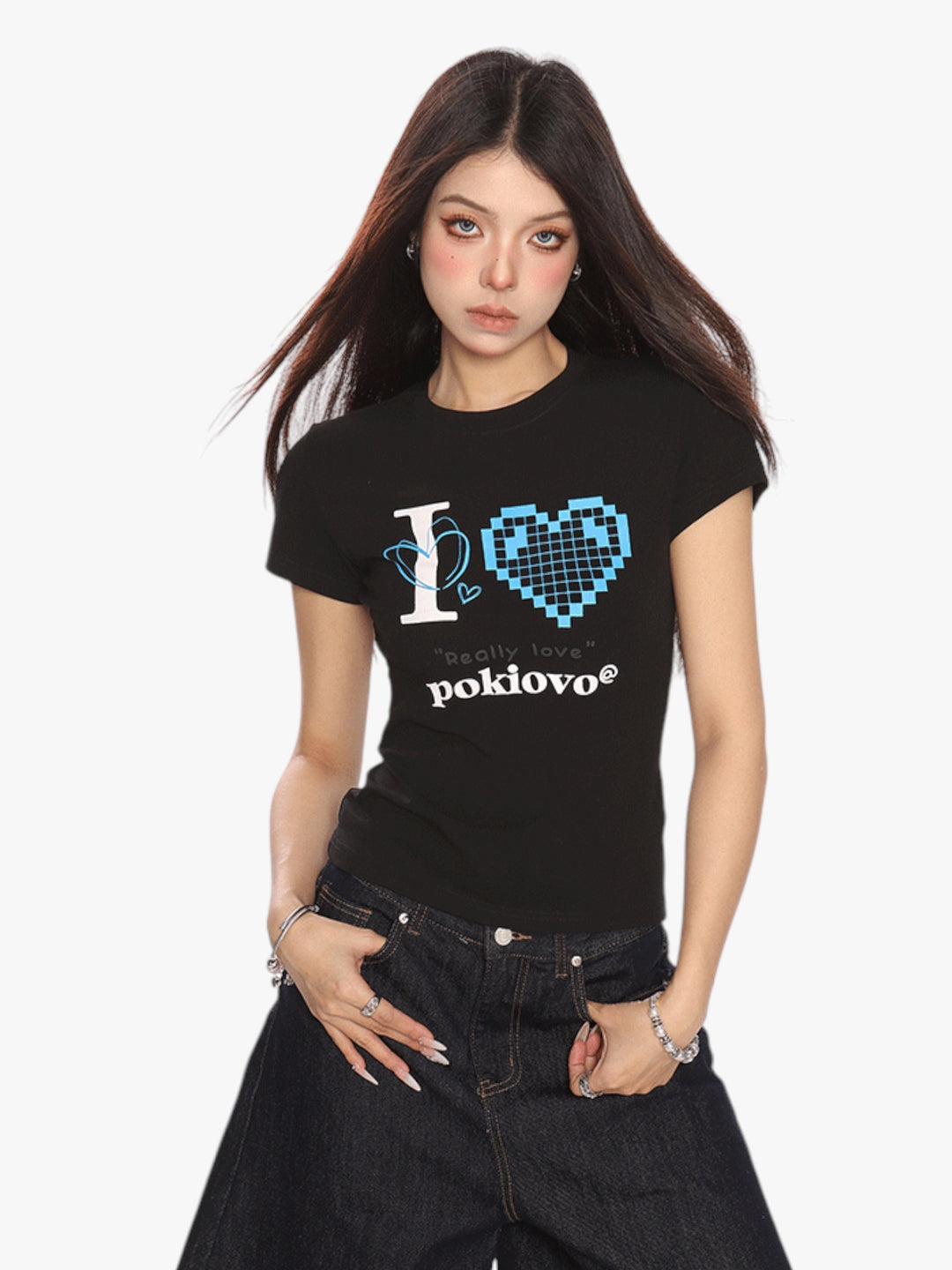 GKIKZ PIXEL HEART BREATHABLE SHORT-SLEEVE TEES