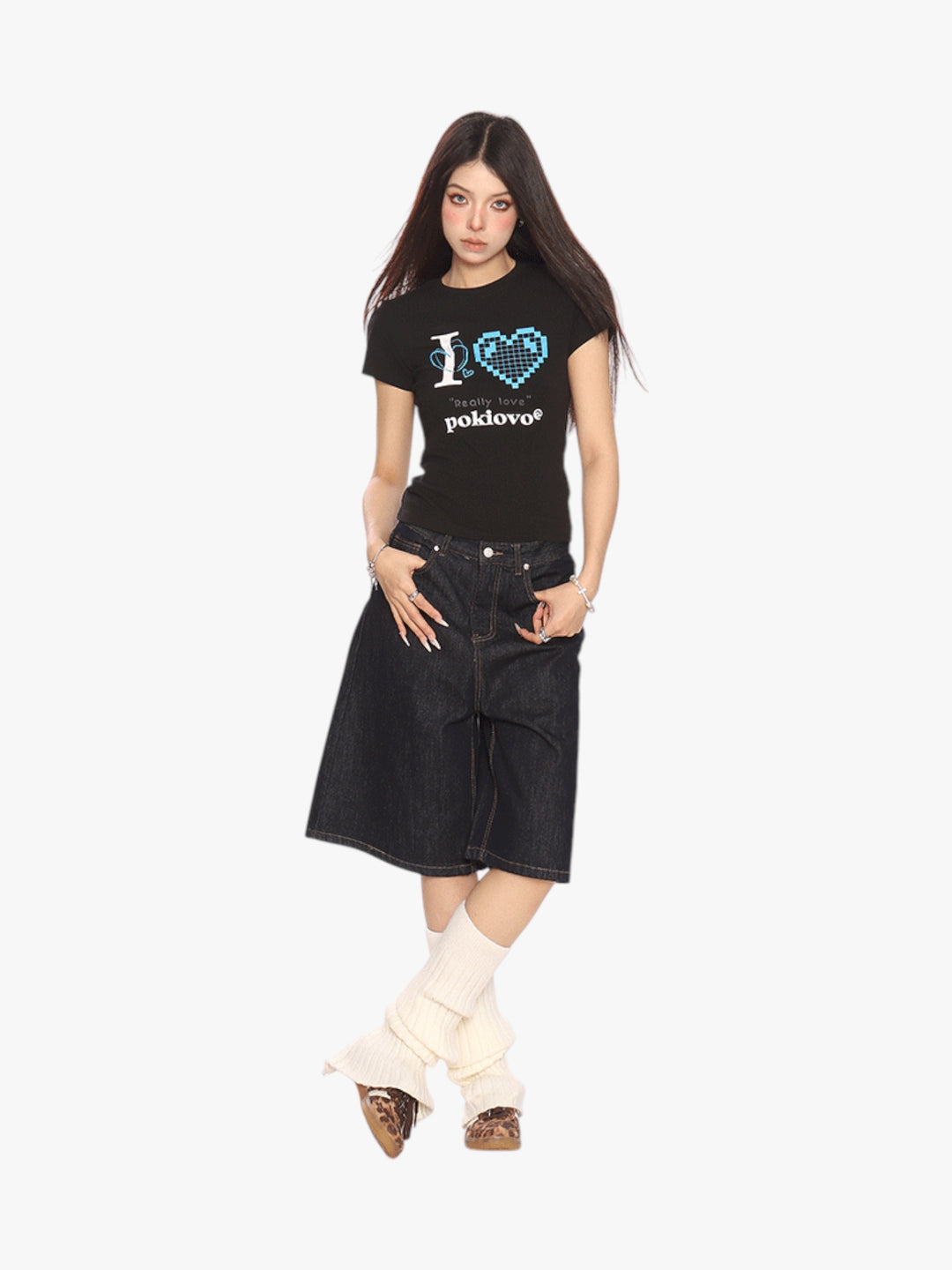 GKIKZ PIXEL HEART BREATHABLE SHORT-SLEEVE TEES