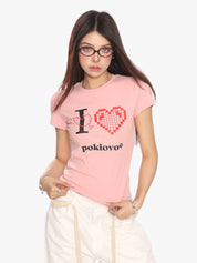 [25SS NEW ARRIVAL] GKIKZ PIXEL HEART BREATHABLE SHORT-SLEEVE TEES