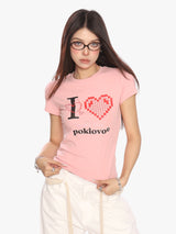 GKIKZ PIXEL HEART BREATHABLE SHORT-SLEEVE TEES