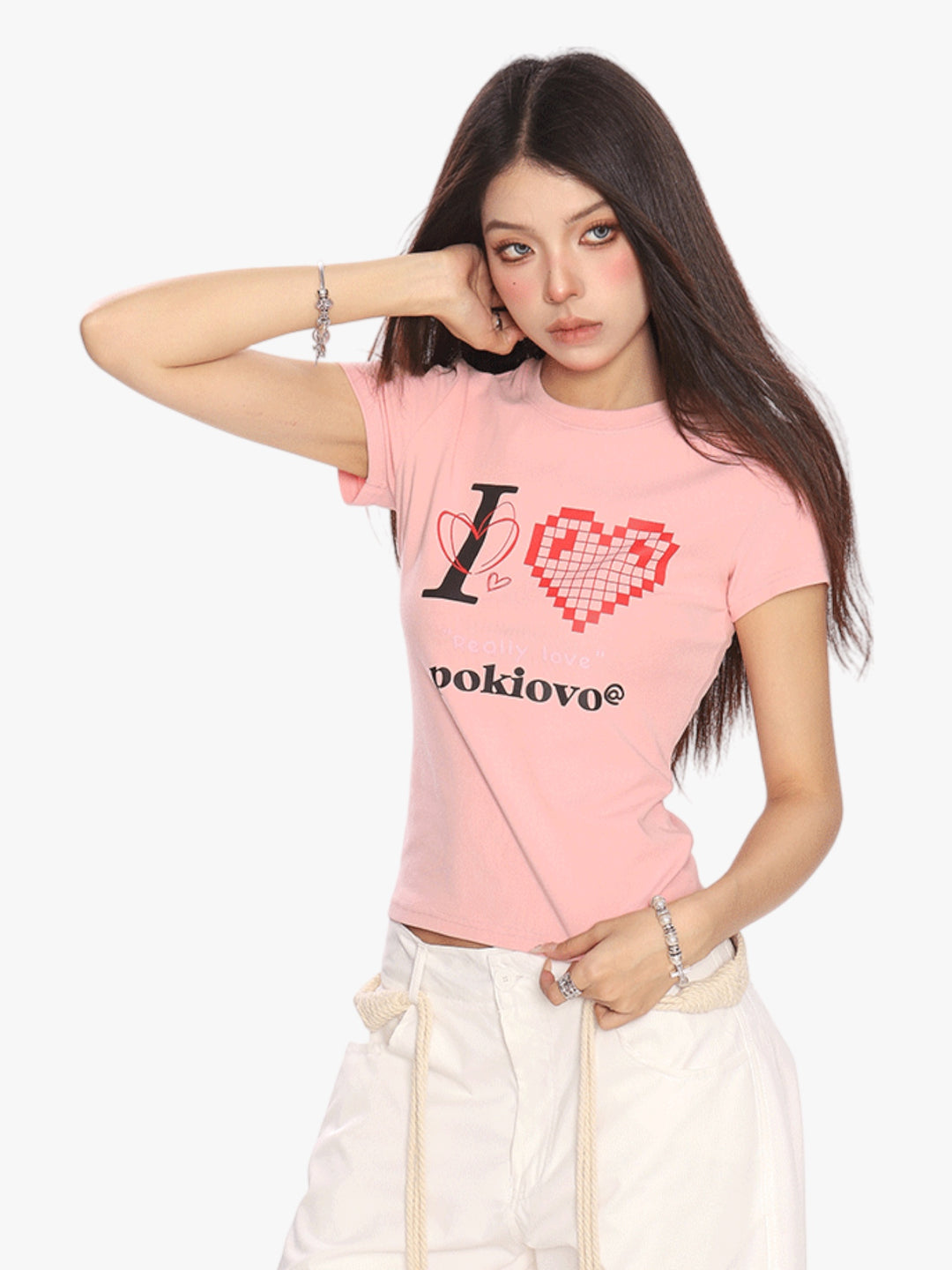 GKIKZ PIXEL HEART BREATHABLE SHORT-SLEEVE TEES