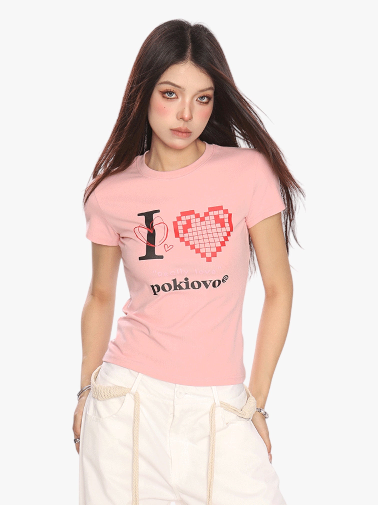 [25SS NEW ARRIVAL] GKIKZ PIXEL HEART BREATHABLE SHORT-SLEEVE TEES
