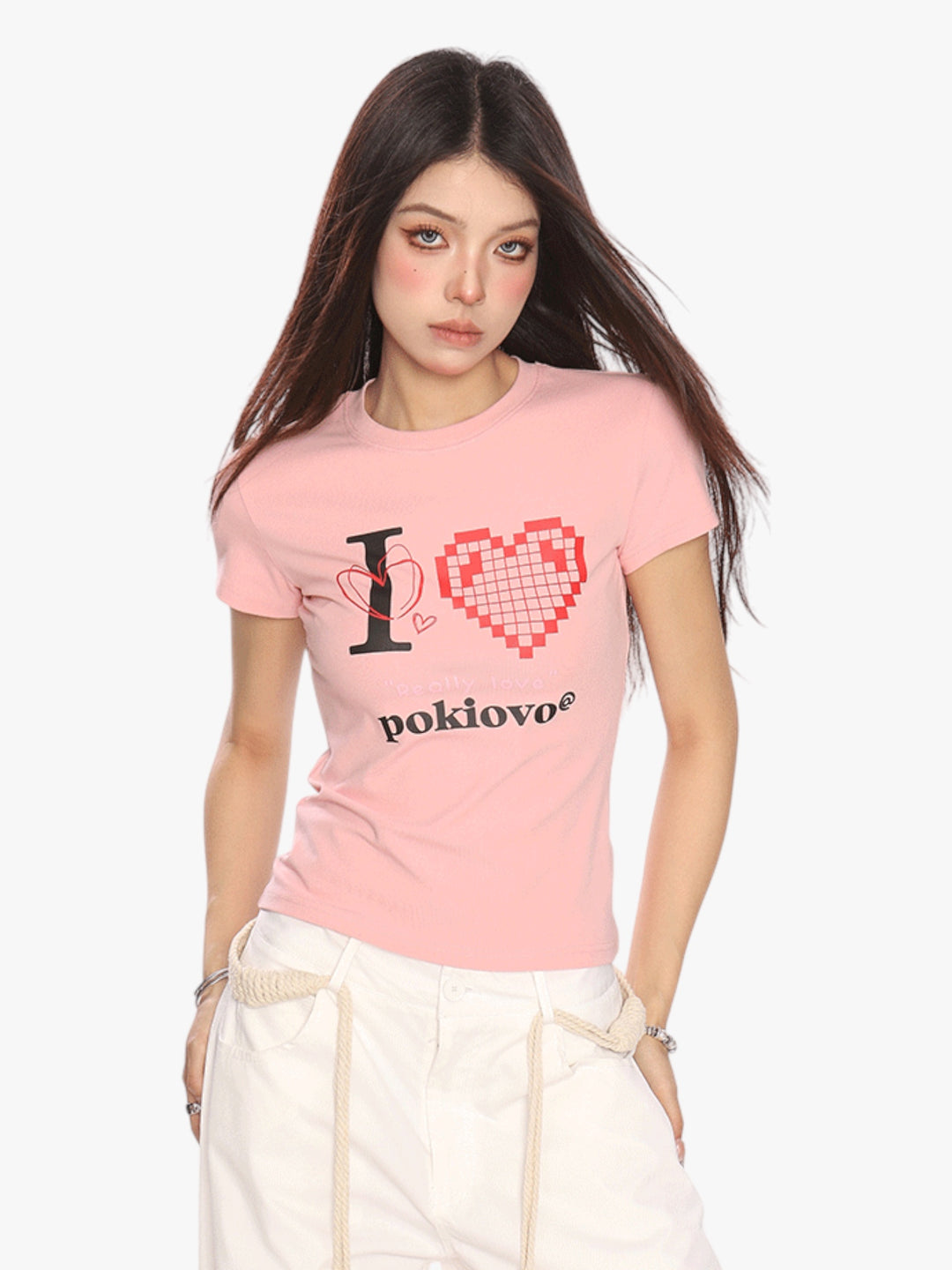 GKIKZ PIXEL HEART BREATHABLE SHORT-SLEEVE TEES