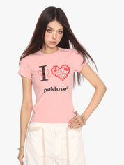 [25SS NEW ARRIVAL] GKIKZ PIXEL HEART BREATHABLE SHORT-SLEEVE TEES
