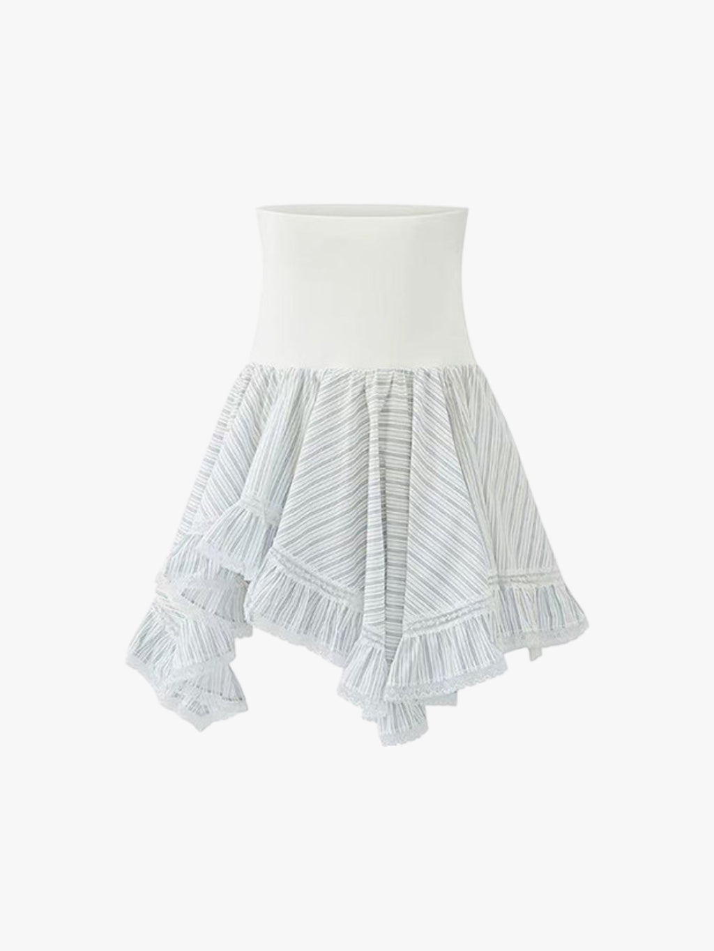 GKIKZ LACE TRIMMED HANDKERCHEIF PEPLUM TUBE TOP