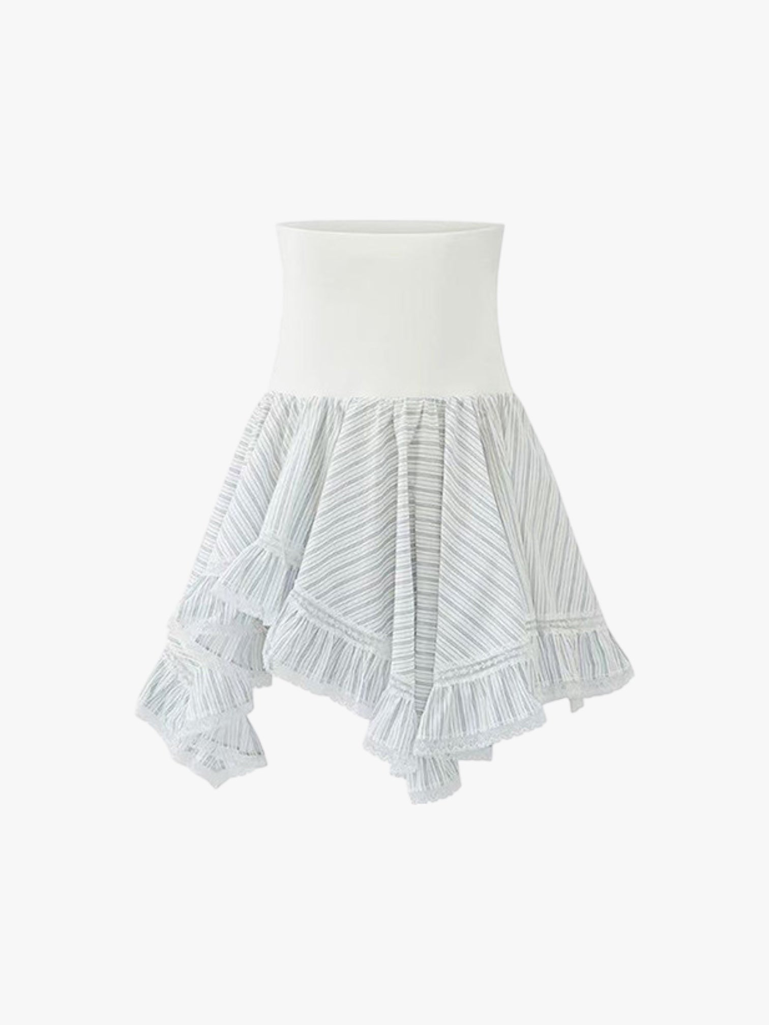 GKIKZ LACE TRIMMED HANDKERCHEIF PEPLUM TUBE TOP
