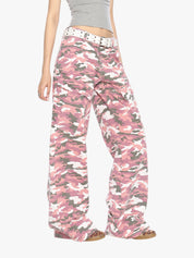 [25SS NEW ARRIVAL] GKIKZ PINK CAMOUFLAGE CARGO BOOTCUT PANTS