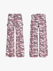 [25SS NEW ARRIVAL] GKIKZ PINK CAMOUFLAGE CARGO BOOTCUT PANTS