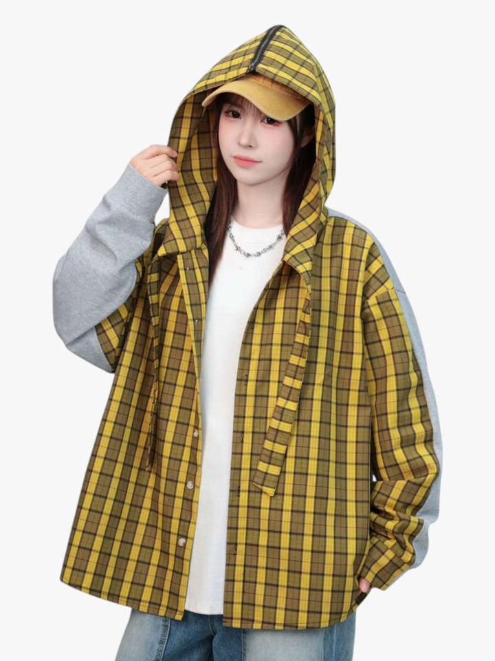 [25SS RESTOCKS] GKIKZ PREMIUM COTTON PLAID SPLITTABLE HOODED JACKET