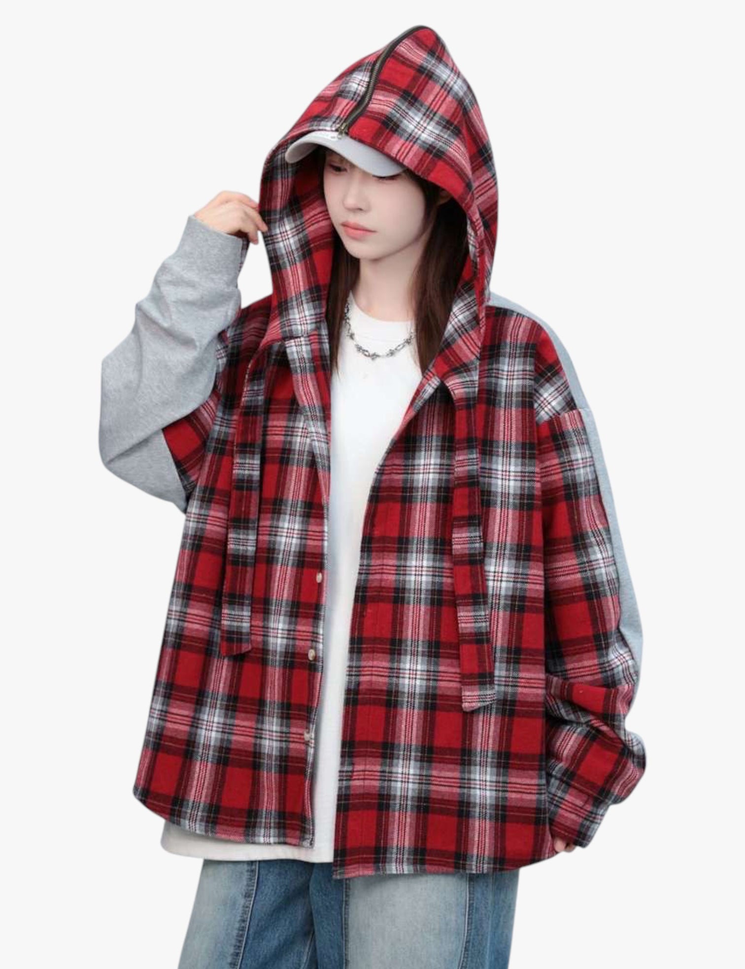 [25SS RESTOCKS] GKIKZ PREMIUM COTTON PLAID SPLITTABLE HOODED JACKET