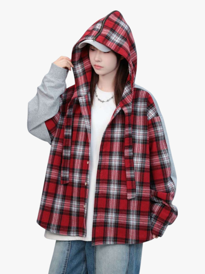 [25SS RESTOCKS] GKIKZ PREMIUM COTTON PLAID SPLITTABLE HOODED JACKET