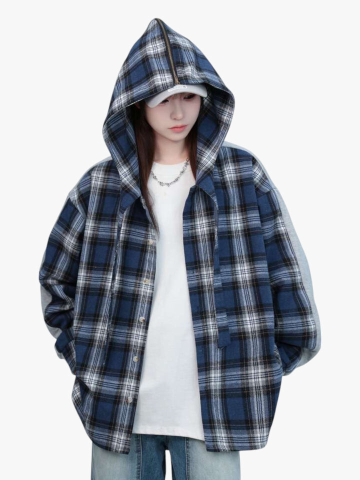 [25SS RESTOCKS] GKIKZ PREMIUM COTTON PLAID SPLITTABLE HOODED JACKET
