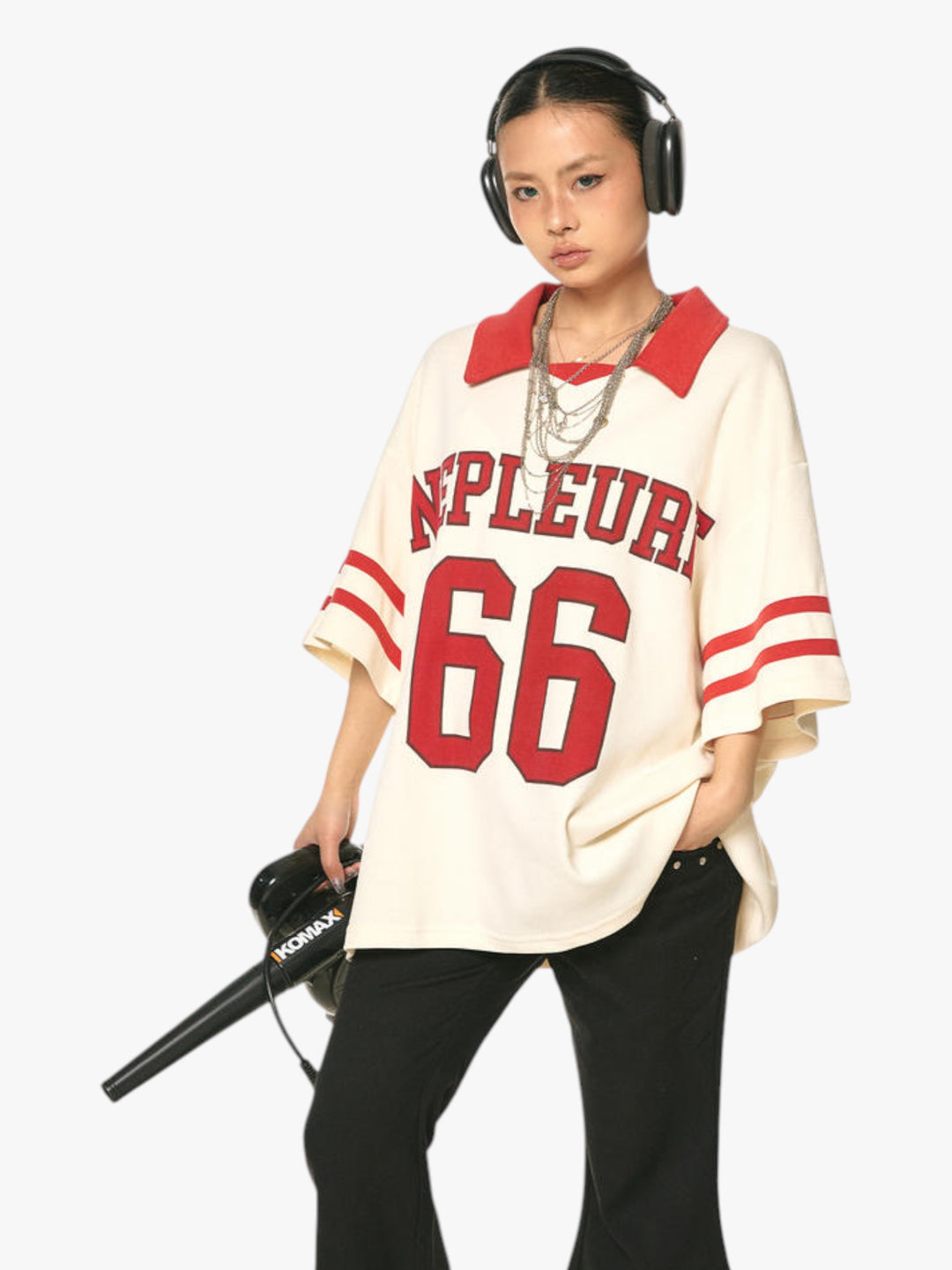 GKIKZ NEPLEURE 66 DROPPED SHOULDER VARSITY JERSEY