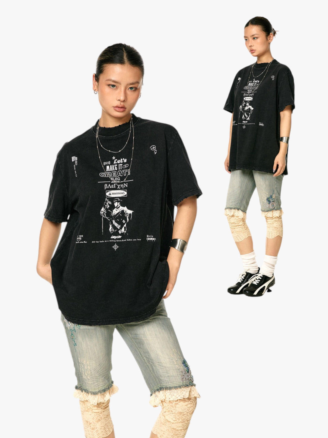 GKIKZ "LET'S MAKE IT GREAT" WASHED HEAVY COTTON TEES