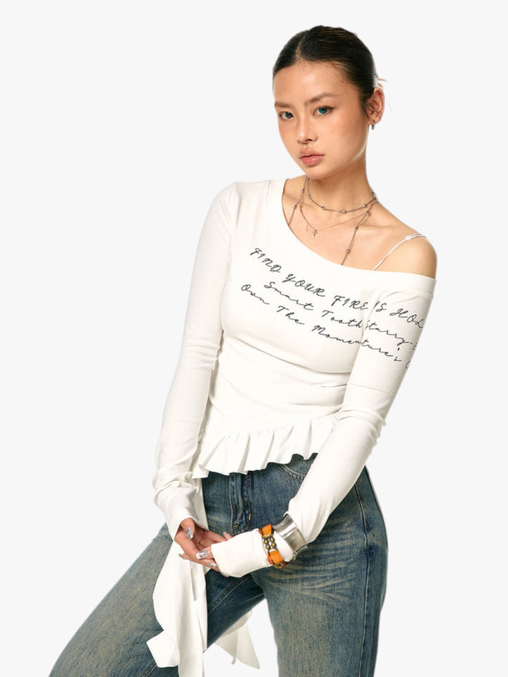 GKIKZ ASYMMETRICAL OFF-SHOULDER TOP