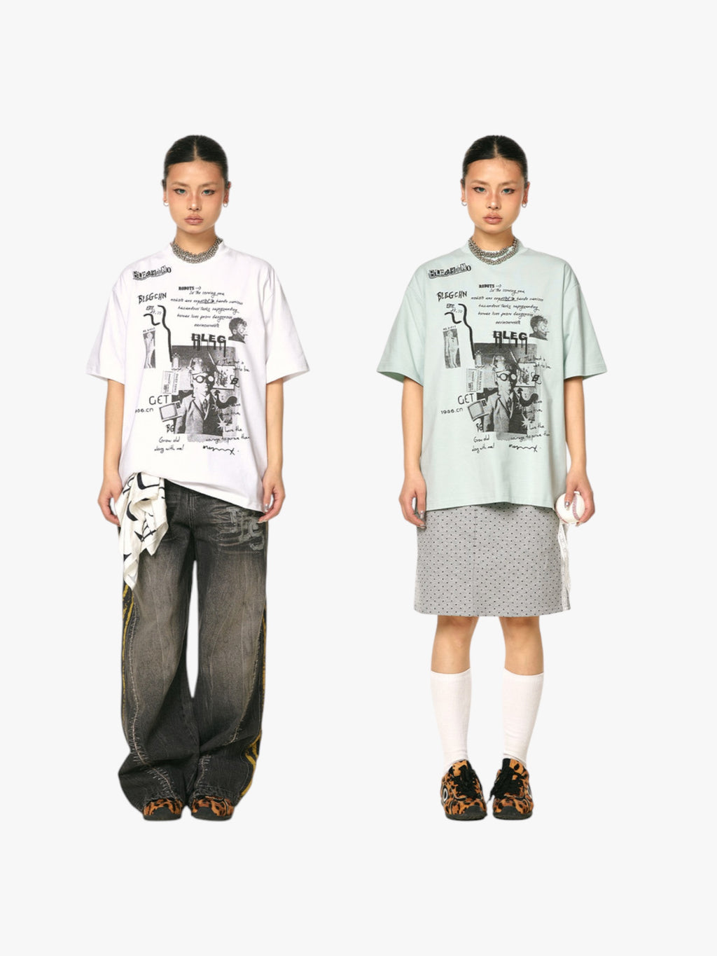 GKIKZ ABSTRACT COLLAGE PRINT COTTON TEES