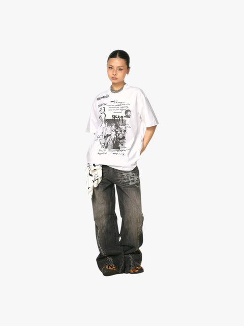 GKIKZ ABSTRACT COLLAGE PRINT COTTON TEES