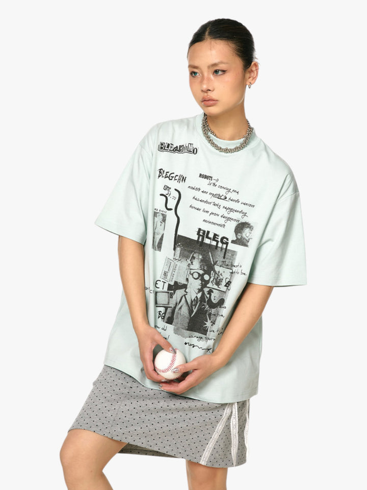 GKIKZ ABSTRACT COLLAGE PRINT COTTON TEES