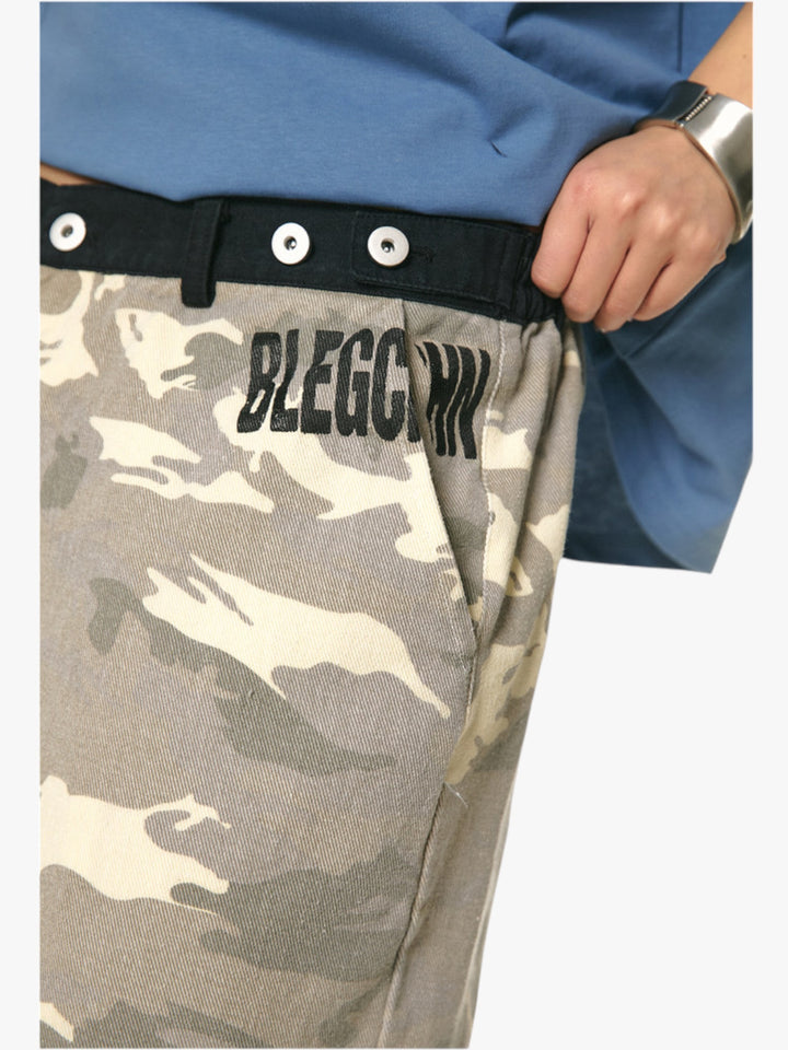 GKIKZ CAMOUFLAGE LIGHT DISTRESSED JORTS