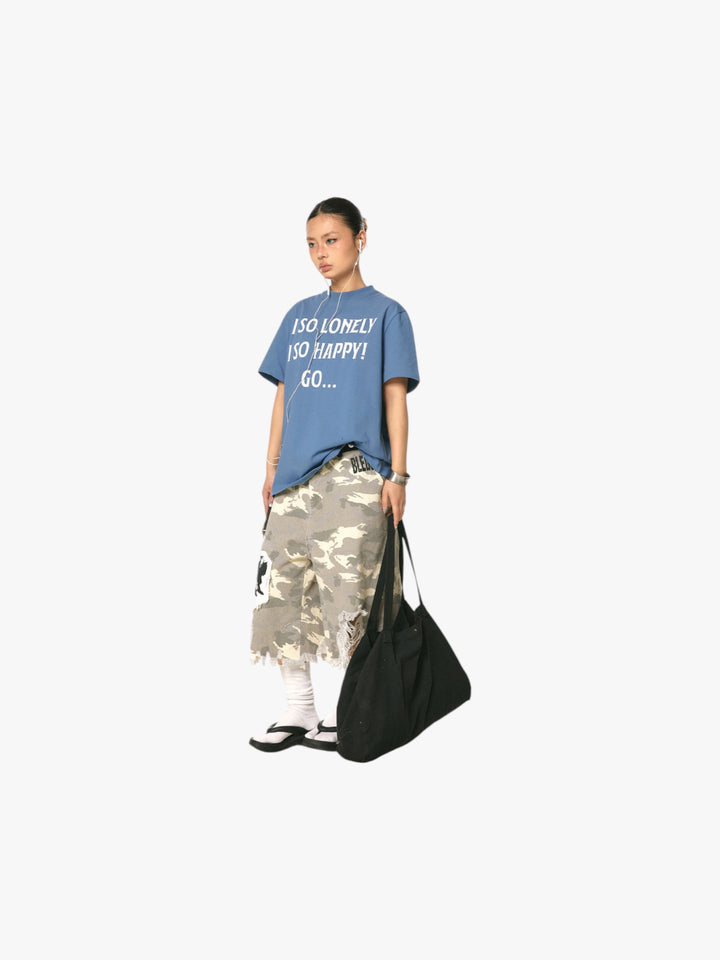 GKIKZ CAMOUFLAGE LIGHT DISTRESSED JORTS