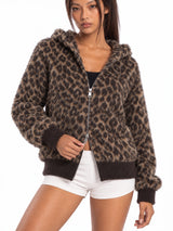 Leopard Zip-Up Fuzzy Cardigan