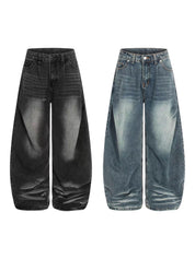 GKIKZ GRADIENT FADE BALLON-LEG DENIM PANTS